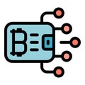 Blockchain online wallet icon color outline vector