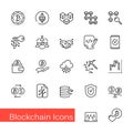 Blockchain outline icons set. Thin line vector icons.