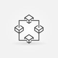 Blockchain outline vector icon. Block chain technology symbol