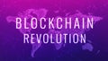 Blockchain revolution futuristic ultraviolet hud banner.