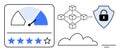 Blockchain Security and Cloud Technology with Rating and Network Concepts Royalty Free Stock Photo