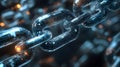 Blockchain security and e A digital lock with blockchain nodes connected in a secure network