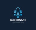 Blockchain security logo template. Cryptography vector design