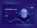 Blockchain server concept, quantum computer, server room, database, information storage and processing