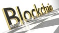 Blockchain sign in gold and glossy letters