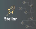 Blockchain stellar style on grey background