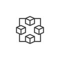 Blockchain tech line icon