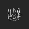 Blockchain technology in agriculture chalk white icon on dark background