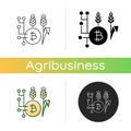 Blockchain technology in agriculture icon