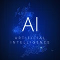 Blockchain technology artificial intelligence concept.