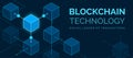 Blockchain technology banner with block validation