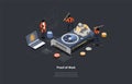 Blockchain Technology, Bitcoin, Altcoins Mining With Proof Of Work Technology Concept. Characters Mining Crypto Using Royalty Free Stock Photo