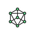 Blockchain technology, block chain, cryptocurrency, bitcoin flat color icon.