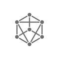 Blockchain technology, block chain, digital key grey icon.