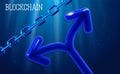 Blockchain technology, chain agreement business concept database cryptocurrency. Data network crypto mining, blue background