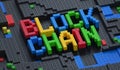 `Blockchain` word made of plastic block bricks. Royalty Free Stock Photo