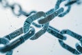Blockchain technology concept. Close-up of a digital chain with data blocks, representing cryptocurrency cybersecurity and Royalty Free Stock Photo