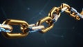 Blockchain Technology Concept with Golden Digital Chain Royalty Free Stock Photo