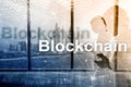 Blockchain technology Concept on server background. Data encryption Royalty Free Stock Photo
