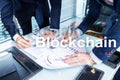 Blockchain technology Concept on server background. Data encryption Royalty Free Stock Photo