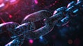 Blockchain technology creating secure digital chain with binary code on dark background Royalty Free Stock Photo