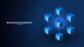 Blockchain technology cube background. Digital network chain, data connection concept. Abstract blue 3D geometric blocks linked by Royalty Free Stock Photo