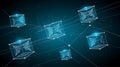 Blockchain Technology Cubes: Digital Network & Cryptocurrency Data Flow Abstract Background Royalty Free Stock Photo
