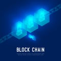 Blockchain technology 3D isometric virtual, Key Unlock protect system concept design illustration Royalty Free Stock Photo