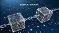 Blockchain technology depicted with connected digital blocks and chains in a data network Royalty Free Stock Photo