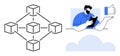 Blockchain Network Concept with Digital Approval Symbol and User Interaction Scene Royalty Free Stock Photo