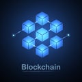 Blockchain technology fintech cryptocurrency block chain server abstract background. Linked block contain cryptography hash and Royalty Free Stock Photo