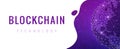 Blockchain technology futuristic hud ultraviolet banner.
