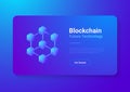 Blockchain Technology Isometric flat vector illustration concept. Hi tech Block chain data structure visualization