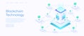 Blockchain technology isometric illustration. Hosting server isometric vector illustration. Computer storage or farming Royalty Free Stock Photo
