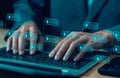 blockchain technology ledger data algorithm linked together in a chain. The system Payments and transactions to secure business Royalty Free Stock Photo