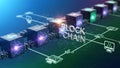 Blockchain Technology Network with Interconnected Blocks Royalty Free Stock Photo