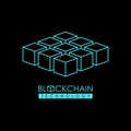 Blockchain technology outline logo concept. Cryptocurrency data brand graphic isometric design.