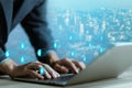 blockchain technology system Payments and transactions to secure business networks, ledger data algorithm linked together in a Royalty Free Stock Photo