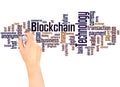 Blockchain technology word cloud hand writing concept Royalty Free Stock Photo