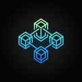 Blockchain vector colored linear crypto icon or logo