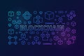 Blockchain vector colored line illustration. Block chain banner Royalty Free Stock Photo