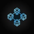 Blockchain vector cryptocurrency blue concept line icon