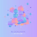Blockchain vector illustration. Bitcoin and Ethereum trading concept.