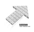 Blockchain vector illustration in the form of cubes in the form of an arrow. Block chain design. The concept of