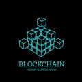 Blockchain vector illustration in the form of cubes. Block chain design. The concept of information transfer