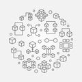 Blockchain vector round line minimal illustration Royalty Free Stock Photo