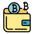 Blockchain wallet icon color outline vector