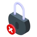 Blocked access padlock icon isometric vector. Incorrect password