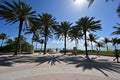 Blocked access to beach in Miami Beach, Florida during coronavirus pandemic beach closure.