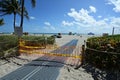 Blocked access to beach in South Beach, Florida during coronavirus pandemic beach closure.